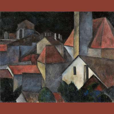 Alexander Kanoldt, paisaje urbano de Klausen, 1912