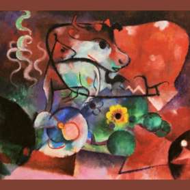Heinrich Campendonk, vaca con ternero, 1917