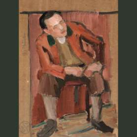 Gabriele Münter, Ödön von Horváth con chaqueta roja / árboles en Hagenweg, 1931