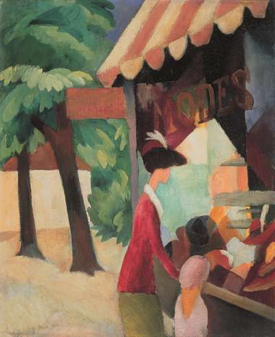 August Macke, Frente a la sombrerería, 1913