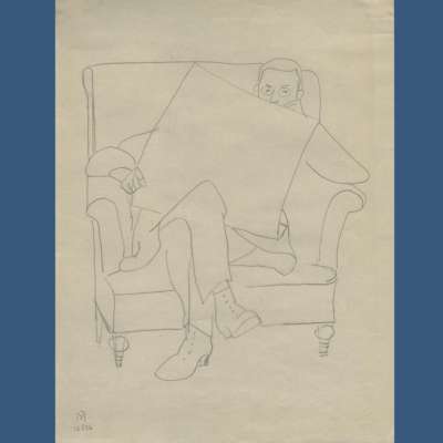 Gabriele Münter, hombre leyendo un periódico, 1926